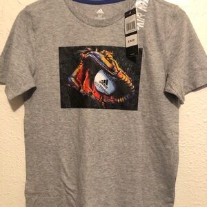 Adidas Heather Gray Tee with Vibrant Graphic